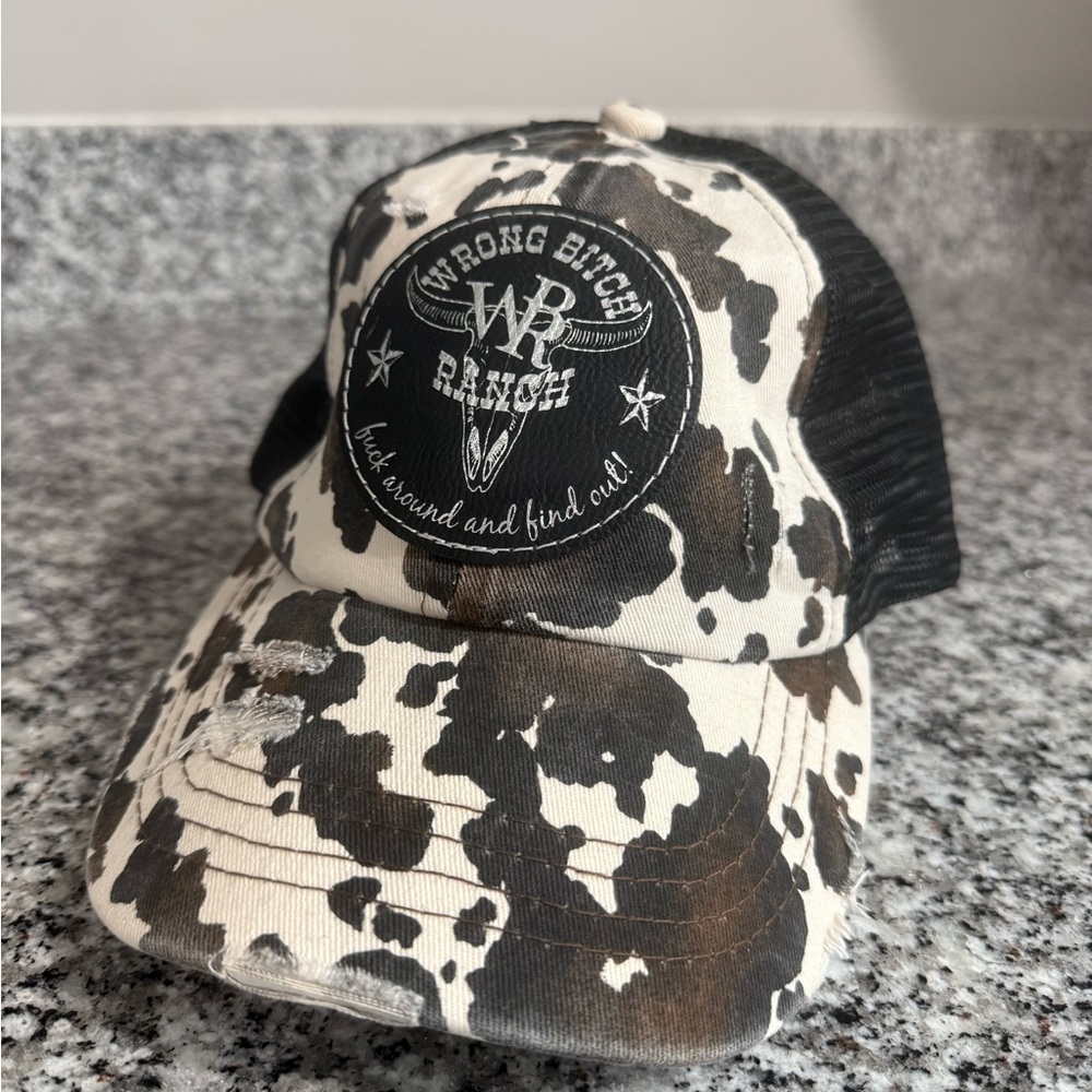 C.C Cow Print Pattern Criss Cross Ball Cap - Women